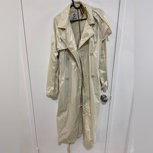 Glossy beige K-Way trench coat